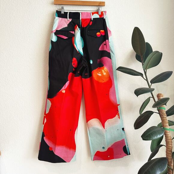 The Kit Womens Wide Leg Leigh Trouser Pants Size 6 Pleated Front Baggy Abstract - Picture 4 of 12